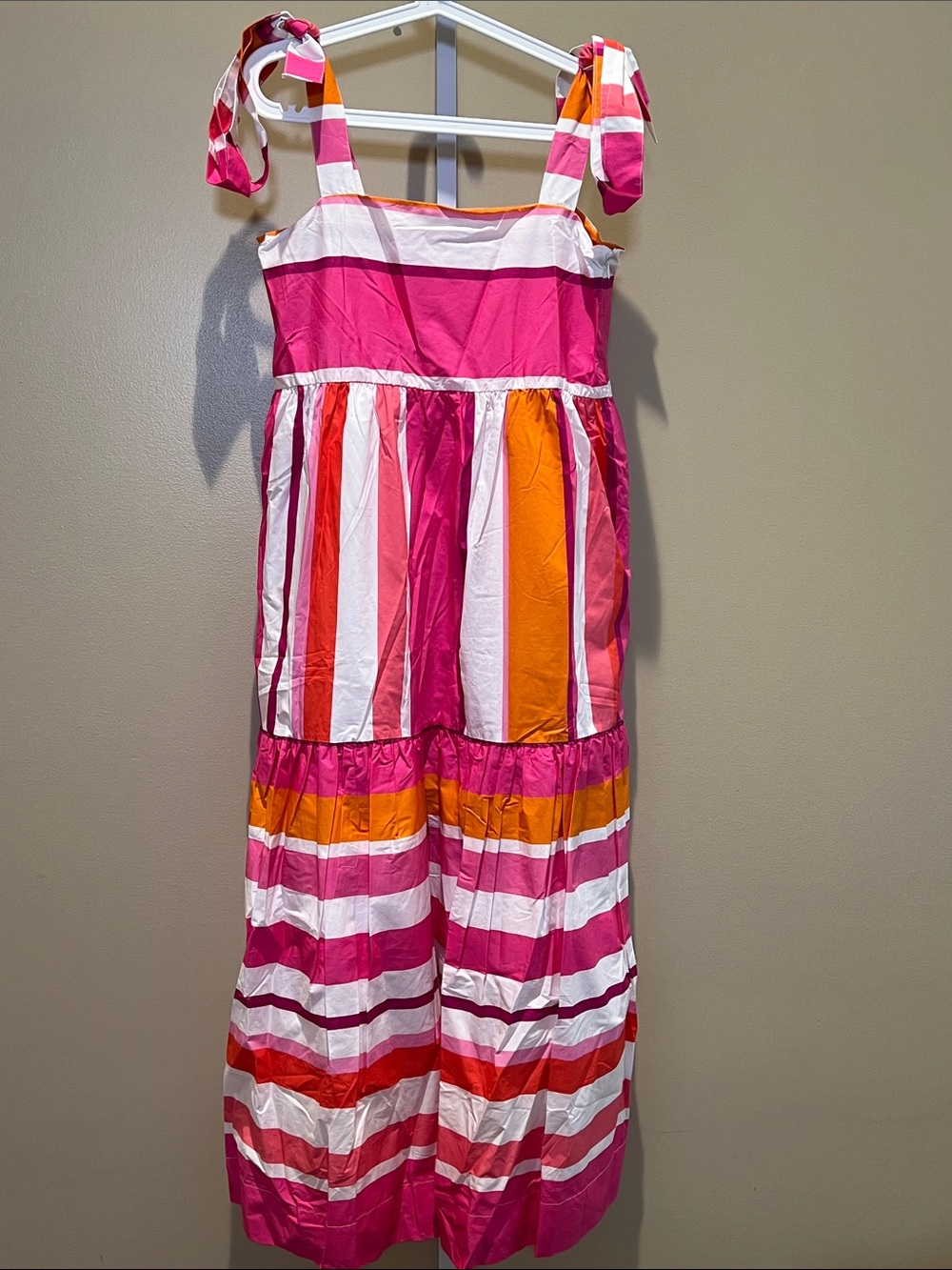 Hermoza Pink, Orange & White Striped Summer Dress